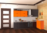 картинка Кухня Hi-Tech "Оранжевый металлик / кожа" от магазина "Kuhnitop.ru"